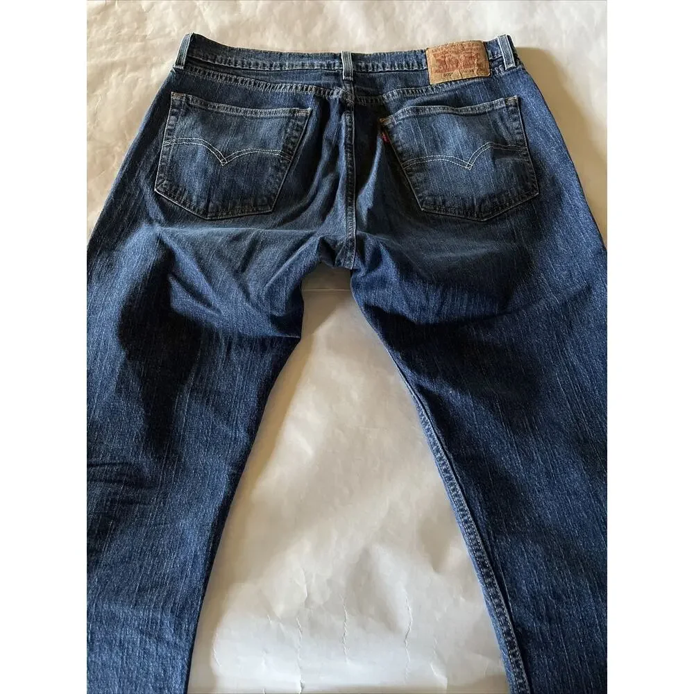 Levi's 505 Jeans Men's 36x30 Dark Wash Denim Pants Cotton Blue Outdoor Travel